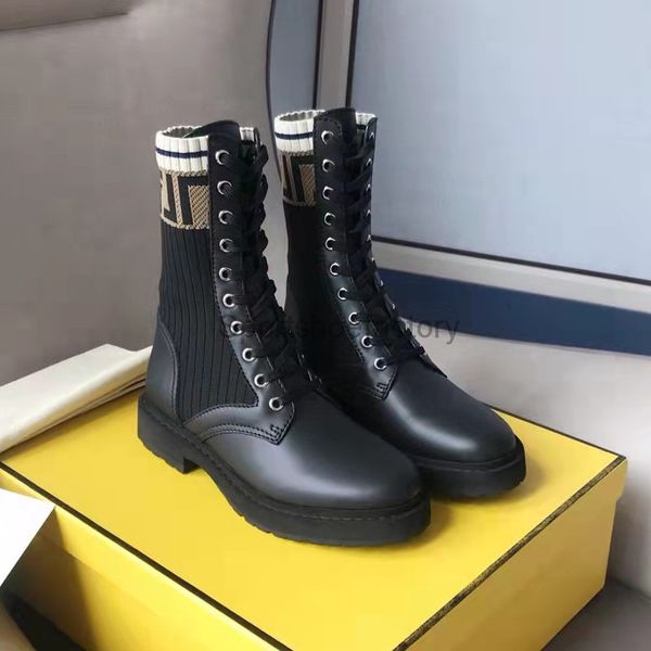 

knitting design boots for women designer shoes woman martin bootie luxury brand shoe genuine leather patchwork weave mixed colors ff, Black