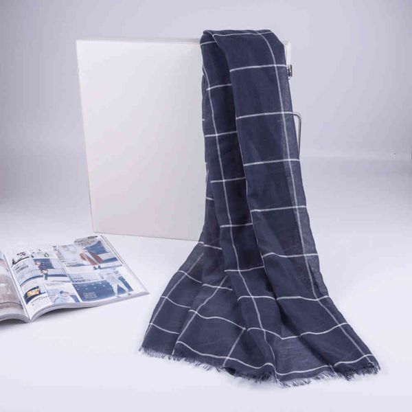 

2021 early spring bali yarn scarf oversized plaid scarf temperament scarf, Blue;gray