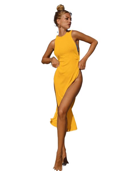 

bikinx solid knot side cover up dress k88l#, White;black
