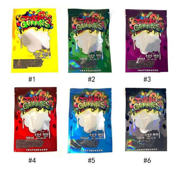 

whosale 6 types dank gummies mylar bag 500mg edibles packaging smell proof resealable zipper pouch packages bags gh