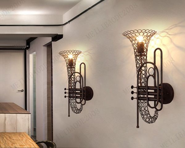 Altoparlante retrò americano creativo Lampada da parete a LED Country Stile industriale Cafe Music Hall Bar Ristorante Corridoio Corridoio Ferro Loft Lights Art Decoration Fixture