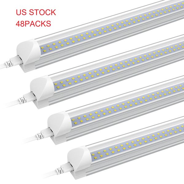 ABD Stok 4ft LED Tüp T8 Entegre 6000K Soğuk Beyaz 36W Şeffaf Kapak Dural Sıra Işıkları Yüksek Çıkış Bağlanabilir LEDS Işık Tavan Garaj