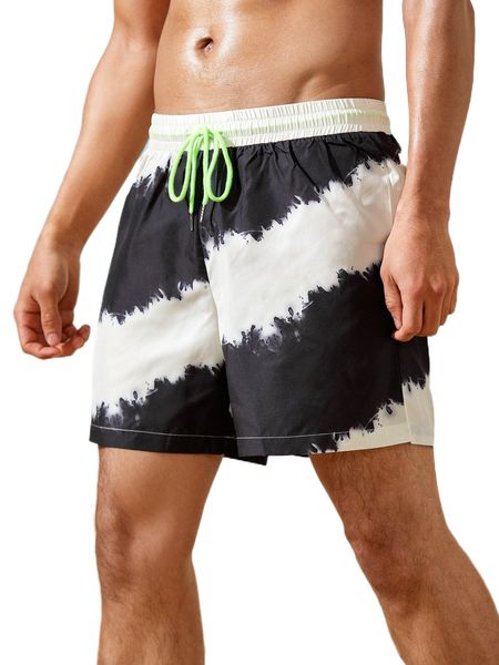 

men two tone drawstring waist shorts d0df#, White;black