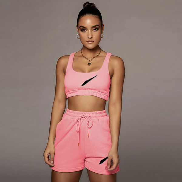 

womens two piece pants set underwear and shorts fashion two-pieces sets tank shorts multi colors embroidery logo hook street sports outdoor, White