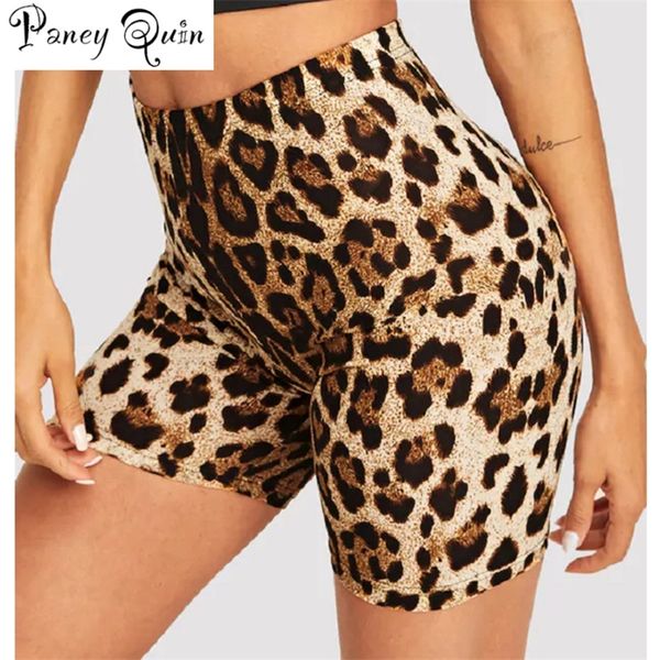 

fashion leopard grid print women's shorts cycling casual snake summer beach high waist femme plus size 220427, White;black