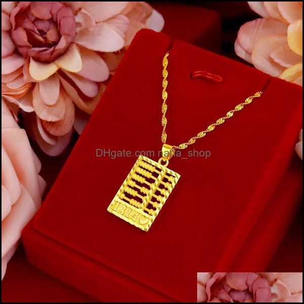 Anhänger Halsketten Anhänger Schmuck Fein 24K Gold Abacus 1314 Herz Mode Frauen Mädchen Geburtstag Hochzeit Geschenk Großhandel Drop Lieferung 2021 B