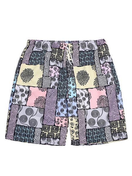 

romwe guys patchwork print shorts 74yl#, White;black