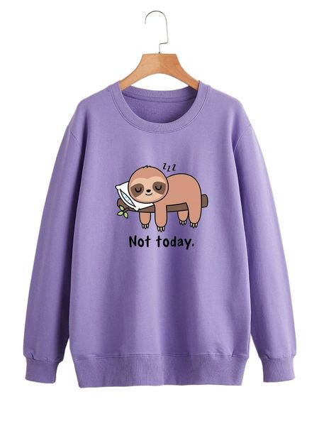 

cartoon & letter graphic sweatshirt i9ue#, Black