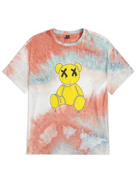 

extended sizes men cartoon graphic tie dye tee r7yg#, White;black