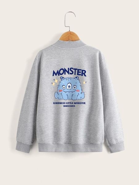 

toddler boys cartoon & letter graphic bomber jacket she, Blue;gray