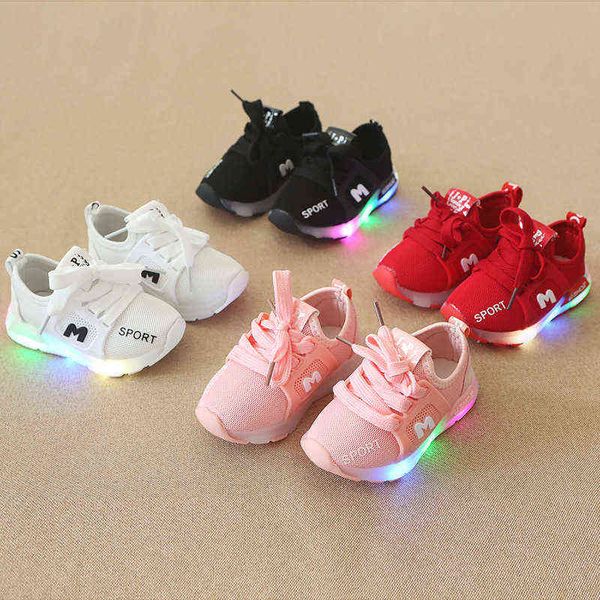 

new boy girl children luminous shoes boys girls sport shoes baby flashing led lights fashion sneakers toddler's sports shoes g220527, Black;red