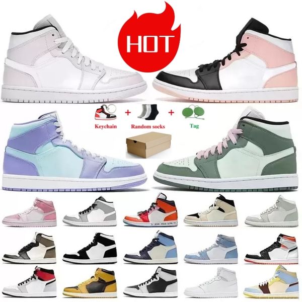 

new jumpman 1 1s og high basketball shoes university blue pine green black court purple royal bred toe nc obsidian unc game sneakers trainer