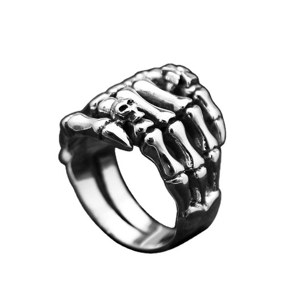 

cluster rings s925 thais silver european and american punk skeleton ghost claw ring vintage thai silver personality exaggerated, Golden;silver