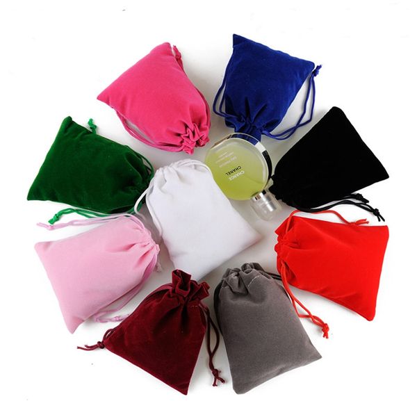 Confezione regalo multi-colori Sacchetti per imballaggio con coulisse Collana di gioielli Borsa per imballaggio in flanella di stoccaggio per auricolari di paglia Commerci all'ingrosso