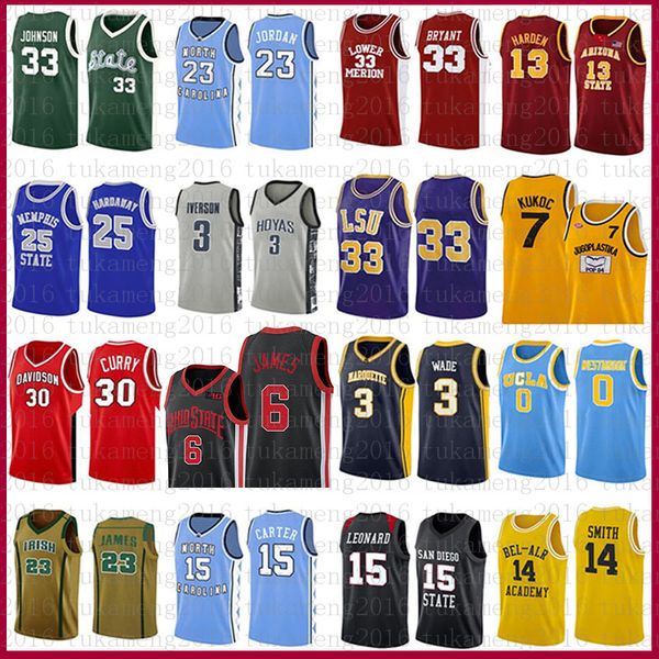 Bryant Basketball Jersey 33 LeBron 23 Michael James Leonard Wade Irving Young University Hardaway Rodman Harden Iverson Bird Johnson Will Smith Ohio State Buckeyes