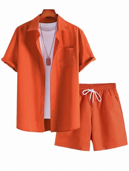 

men one pocket front shirt & shorts without tee 830w#, Gray