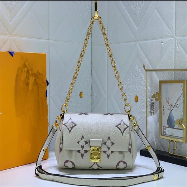 

favorite fashionable baguette shoudler bag supple grained leather embossed monograms pattern versatility designer handbags women chain bags
