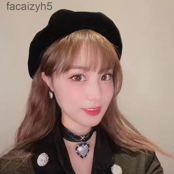 

berets designer beltcorrect letter black beret female fashion artist hat elegant temperament solid color hatab4j2020, Blue;gray