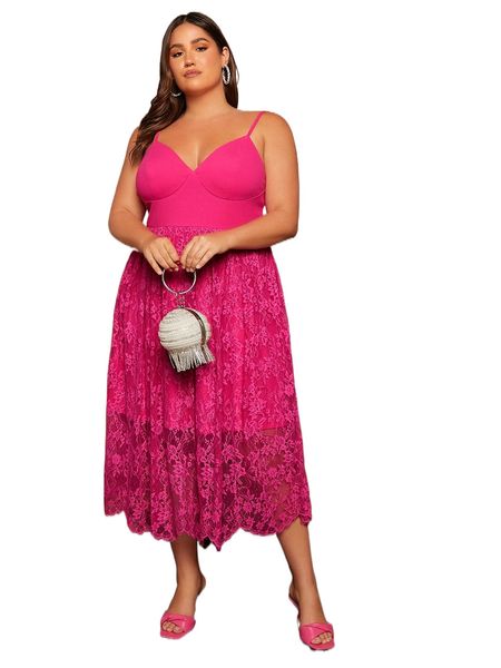 

plus lace hem bustier bridesmaid dress r3af#, Black