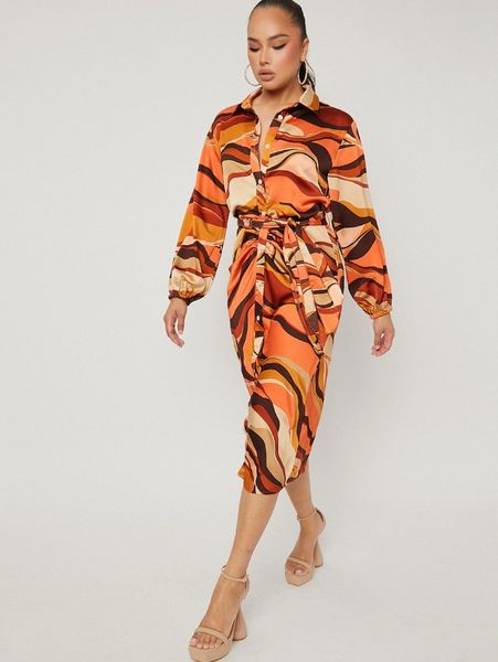 

marble print self belted shirt dress h41g#, Black;gray