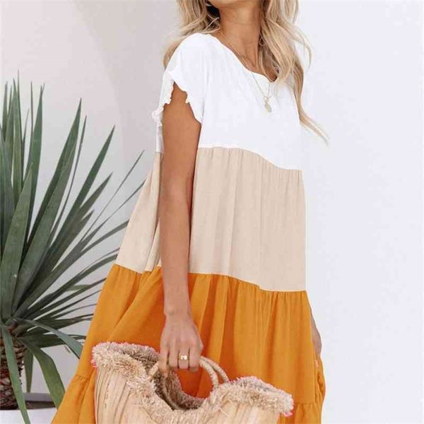 

summer maternity sundress contrast color dress pregnant women beach wear vestidos loose premama clothes patchwork elegant 210721, White