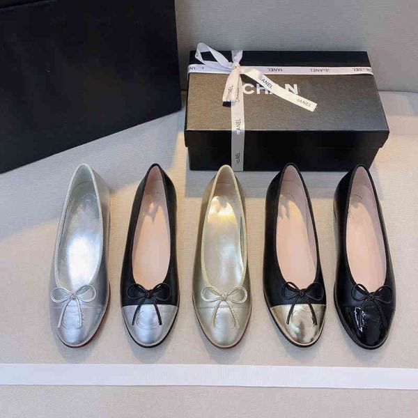 

sandals xiaoxiangfeng single shoes women's shallow mouth color matching bow round head flat bottom ballet heels mnzm, Black