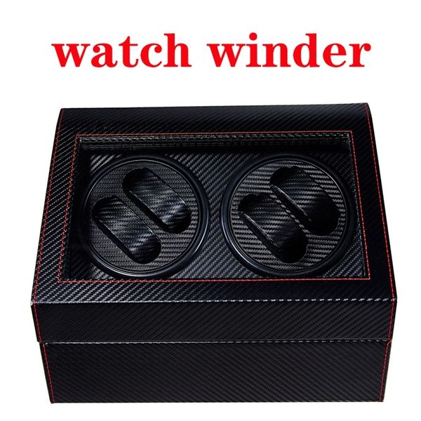 

luxury fashion mover open motor sautomatic watch rotator display box winder remontoir wood leather 220726, Black;blue
