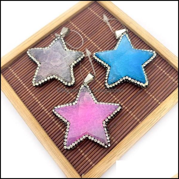 

charms jewelry findings components fashion pendant necklace natural stone five-pointed star shape fl rhines dhjuz, Bronze;silver