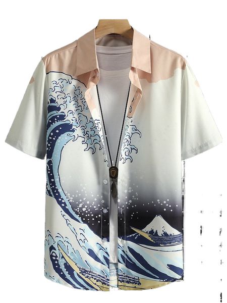 

men random wave print shirt without tee e9lr#, White;black
