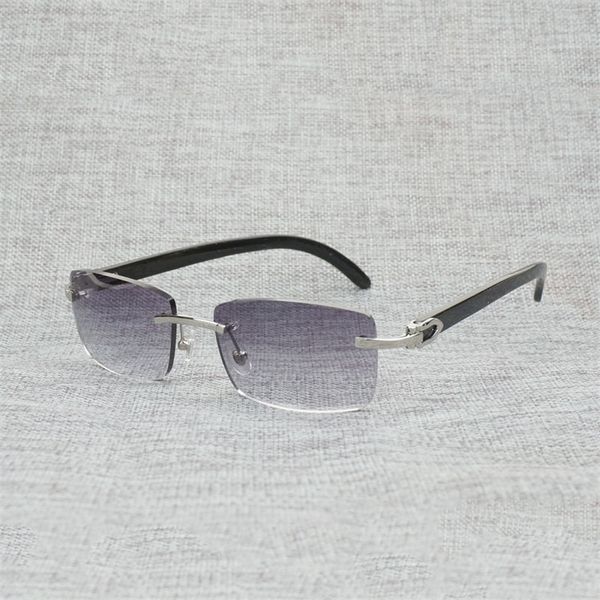 

2022 factory wholesale vintage randloze buffelhoorn zonnebril mannen vierkante natuurlijke hout brillen voor club rijden shades retro gafas, White;black