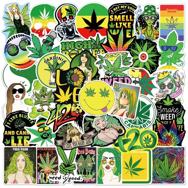 

50pcs weed cartoon sticker pack for lapskateboard motorcycle decals