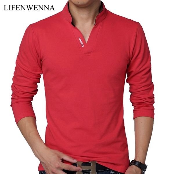 

lifenwenna fashion brand men polo shirt solid color long-sleeve slim fit shirt men cotton polo shirts casual shirts 5xl 220421, White;black