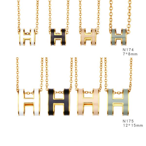 

new trendy enamel h pendant necklace for women gift, Silver
