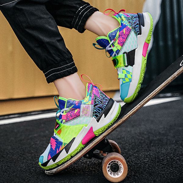 

fashion designer colorful mens running shoes printed high cool sports shoes men platform street sneakers comfort 220511, Black;white