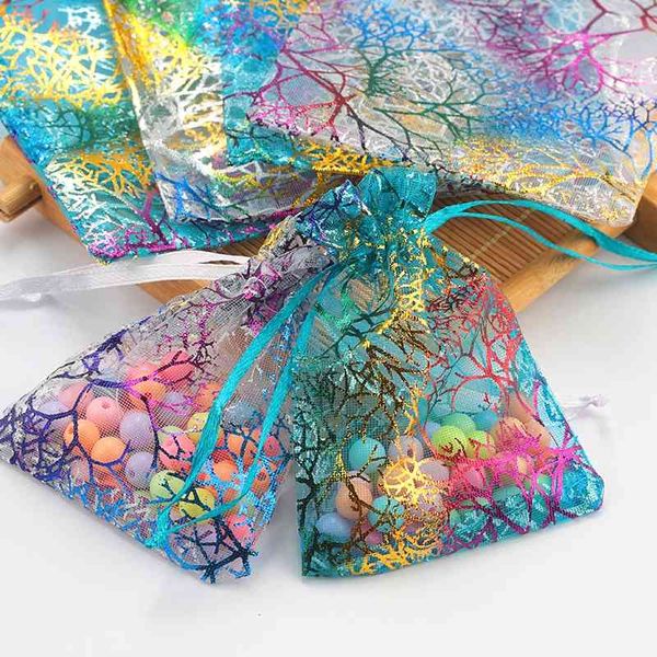 

100pcs/lot mixed color 3 sizes organza favor packing bag for christmas wedding gift packingjewelry packaging & display, Pink;blue
