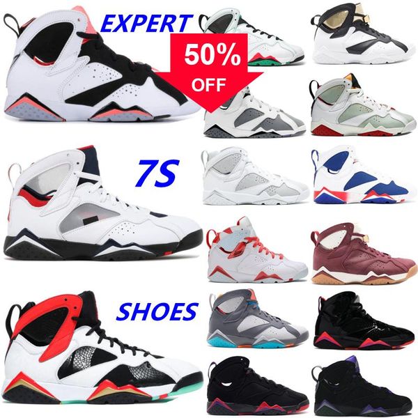 

2022 7 7s basketball shoes sneakers patent alternate mist trophy room bordeaux barcelona nights flint hare oregon ducks men, Black