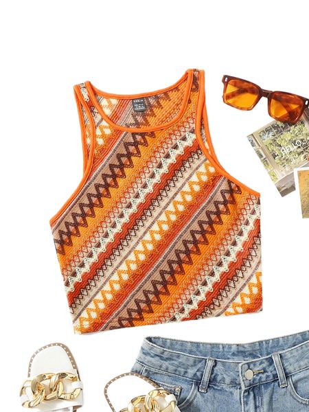 

mod geo embroidery crop tank z39l#, White