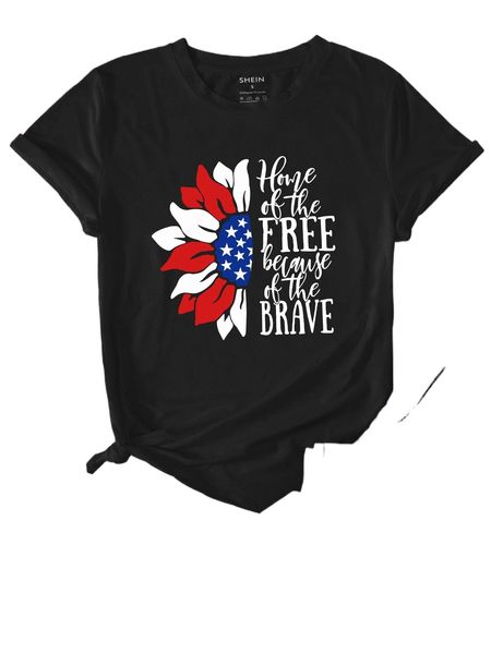 

americana and slogan graphic tee e1xe#, White