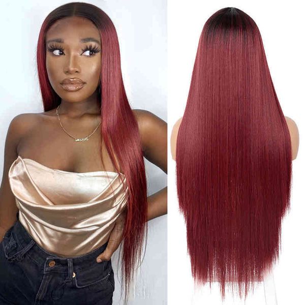 NNZES 30 Zoll lange gerade blonde synthetische Perücken Mittelteil Rosa Grau Orange Farbe Hitzebeständige Faser Cosplay Hair220505