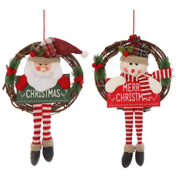 Decorações de Natal Doll Greath Grushing Garlands Decoração de Santa Snowman Ornamentos para halchristmas da janela da loja em casa