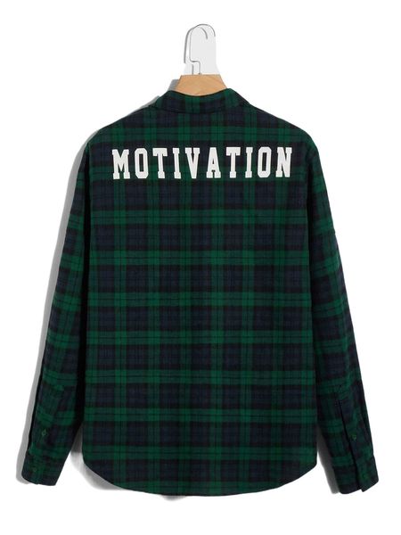 

men letter & tartan print shirt without tee 12ph#, White;black