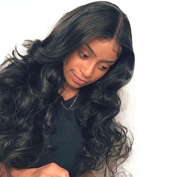 

360 lace frontal wig 150% density brazilian body wave lace front human hair wigs pre plucked with baby hair dolago remy, Black