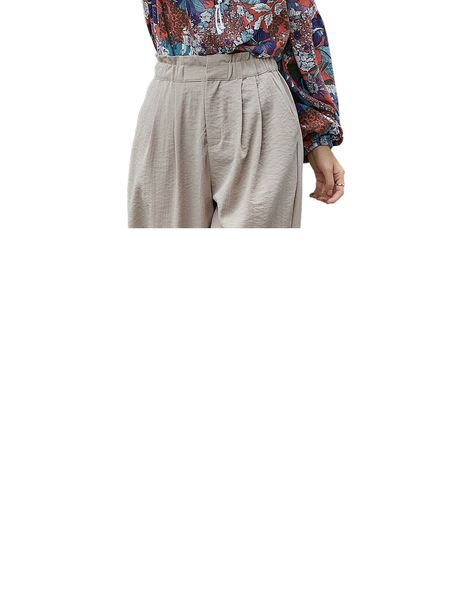 

dazy high waist plicated detail wide leg pants e713#, Black;white