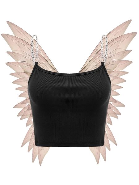 

chain detail backless crop cami 66a1#, White