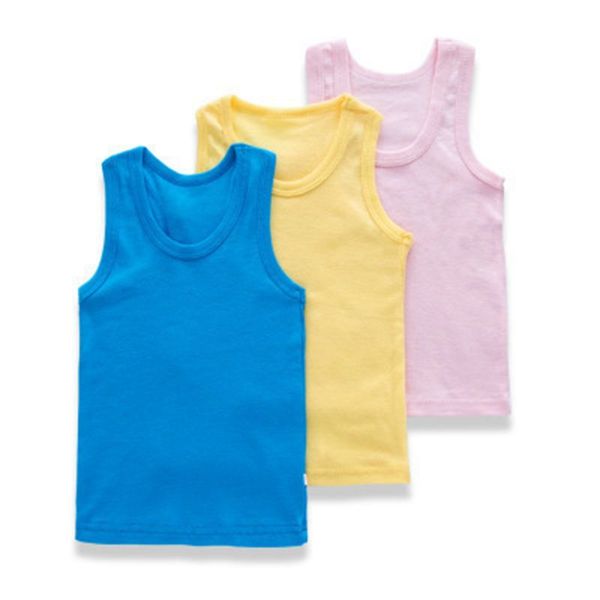 

2pcs children's clothes boys vests underwear kids camisoles summer solid cotton soft tank for toddler tees t-shirt, Blue
