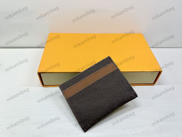 

men luxurys cardholder holders classic casual credit card holder cowhide leather ultra slim wallet mens women wallets with box, Brown;gray