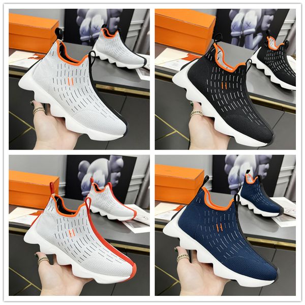 

designer sneakers men's twill canvas shoes high-low-men sneakerss technical leather casual bee luxury sports shoelace box eu35-45, Black
