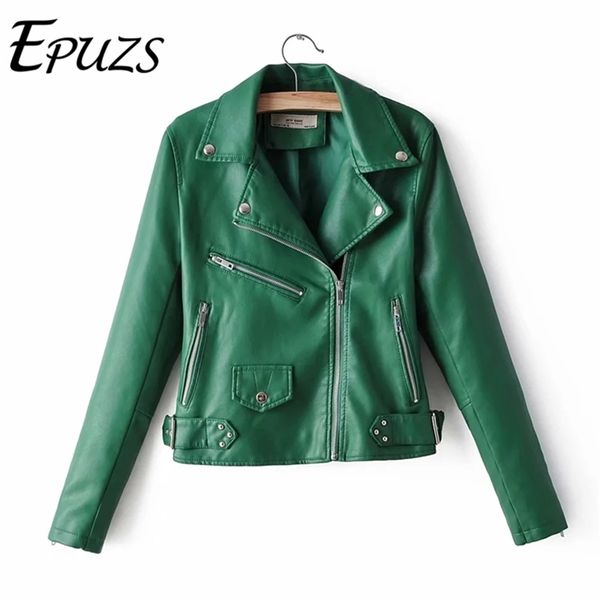 Rote gelbe Lederjacke Frauen Langarm Reißverschluss PU Bikerjacke Streetwear Motorrad Schwarz Kunstledermantel voll 210908