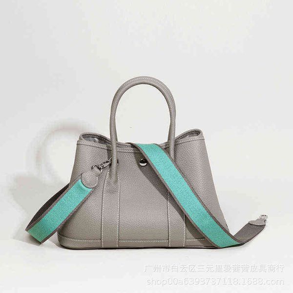 

leather women's bag single shoulder diagonal simple garden hand shopping bucket bag