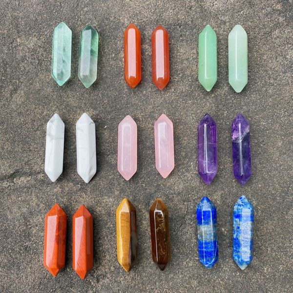 

double head chakra charms reiki natural stone crystal stones ornaments quartz yoga energy bead chakra healing art craft decoration, Black